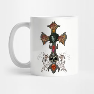 Fantasy cross with skull and roses Mug